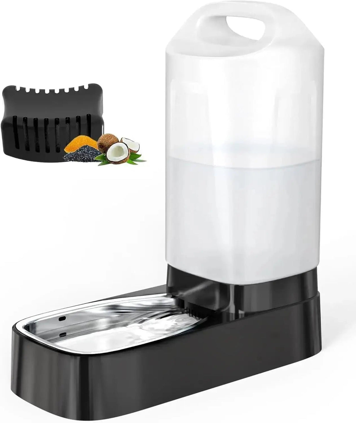 2.4 Gallon Gravity Pet Water Dispenser with 304 Stainless Steel Bowl - D2416B-with Filter - Pet Water Bottle