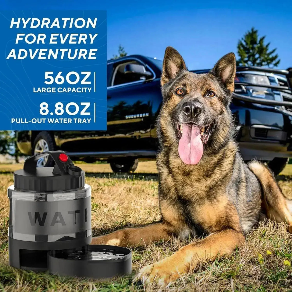 56oz Dog Travel Water Bottle with Portable Large Water Bowl Dispenser - Pet Water Bottle
