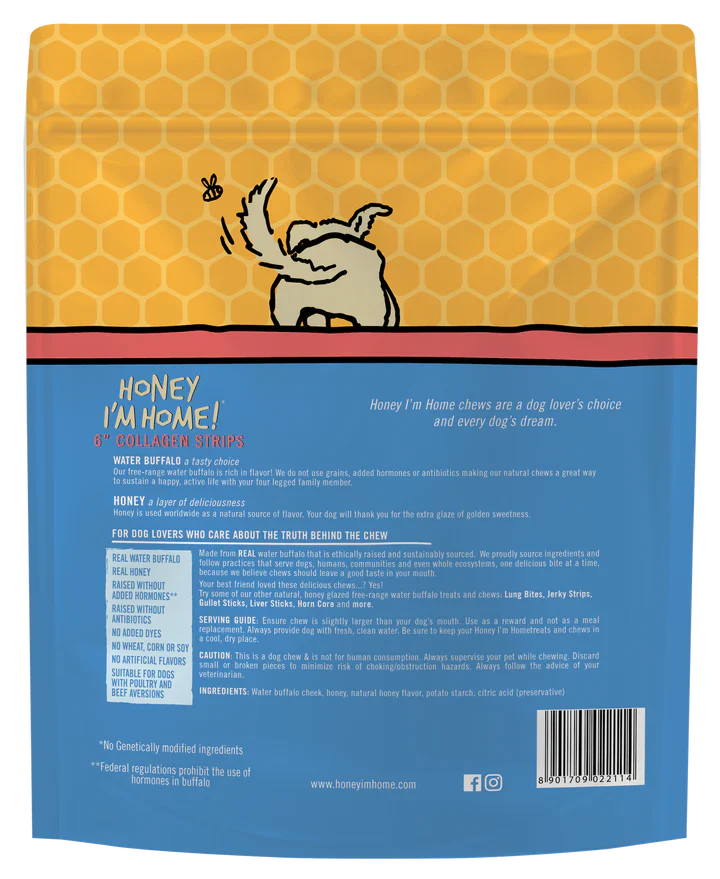 Honey Dog Buffalo Collagen Strips 6" (5pk)