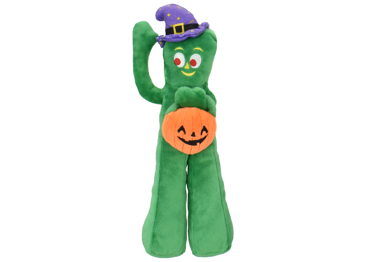 Multipet Gumby w/ Pumpkin & Witch Hat Dog Toy 10.5"