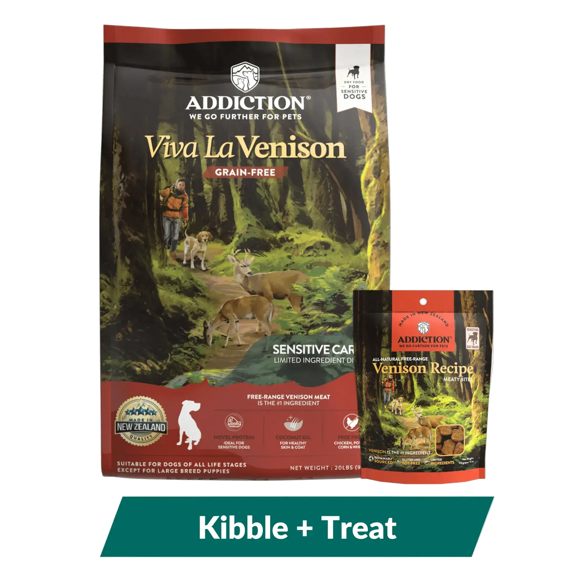 Addiction Viva La Venison Dog Food & Treats Bundle Addiction Pet Foods USA