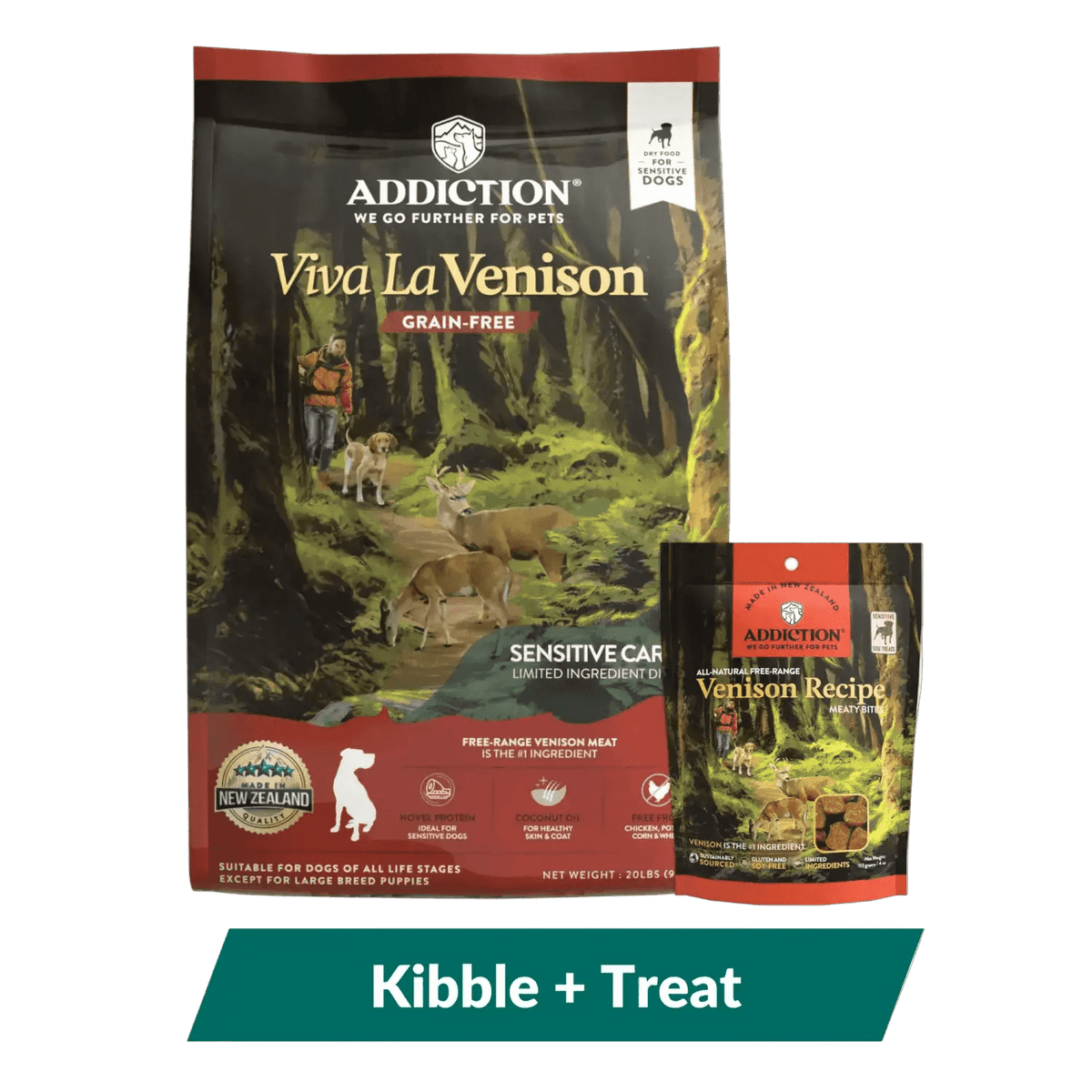 Addiction Viva La Venison Dog Food & Treats Bundle Addiction Pet Foods USA