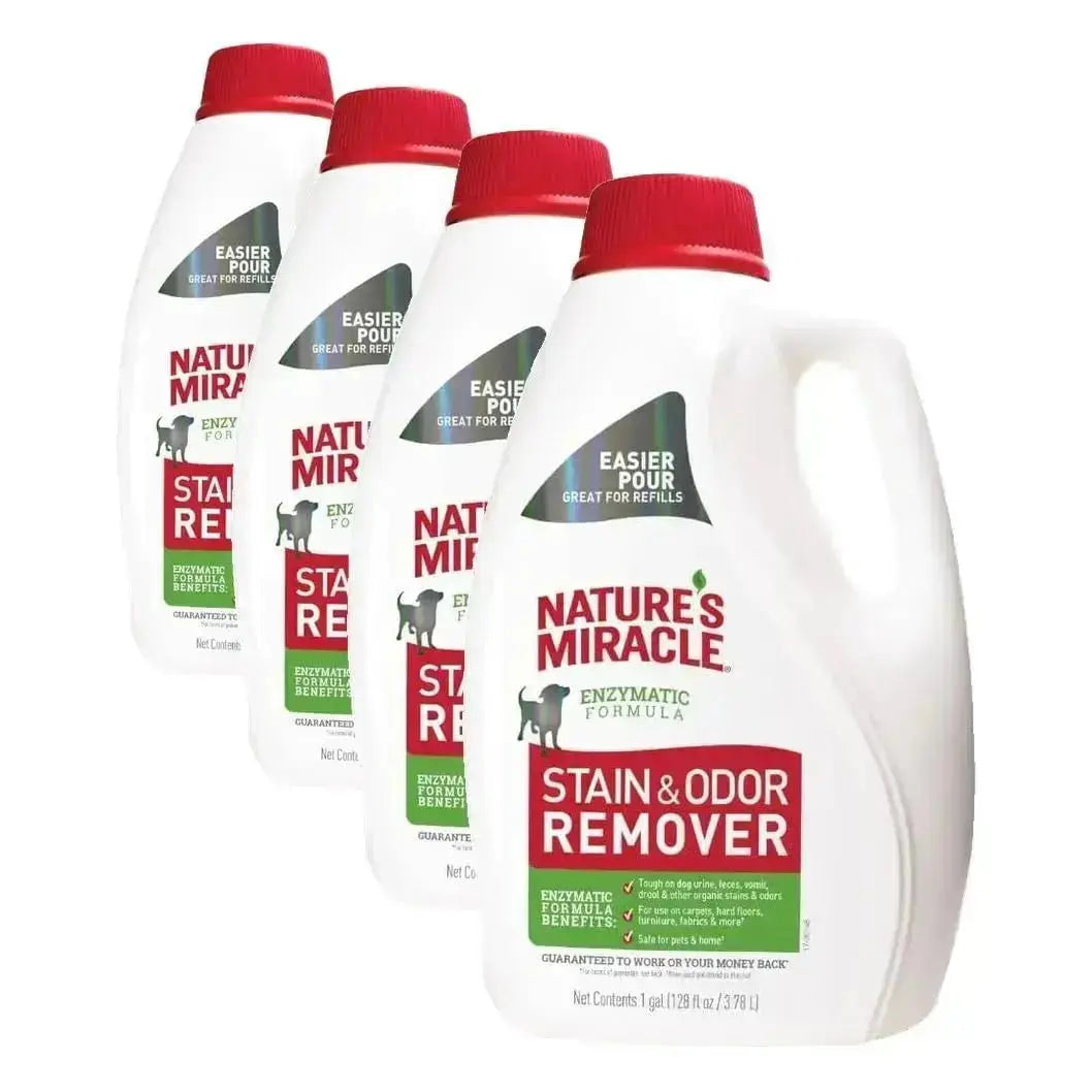 Nature’s Miracle Dog Stain and Odor Remover - 128 Fl Oz (Pack of 4) / Refill / Original - Dogs