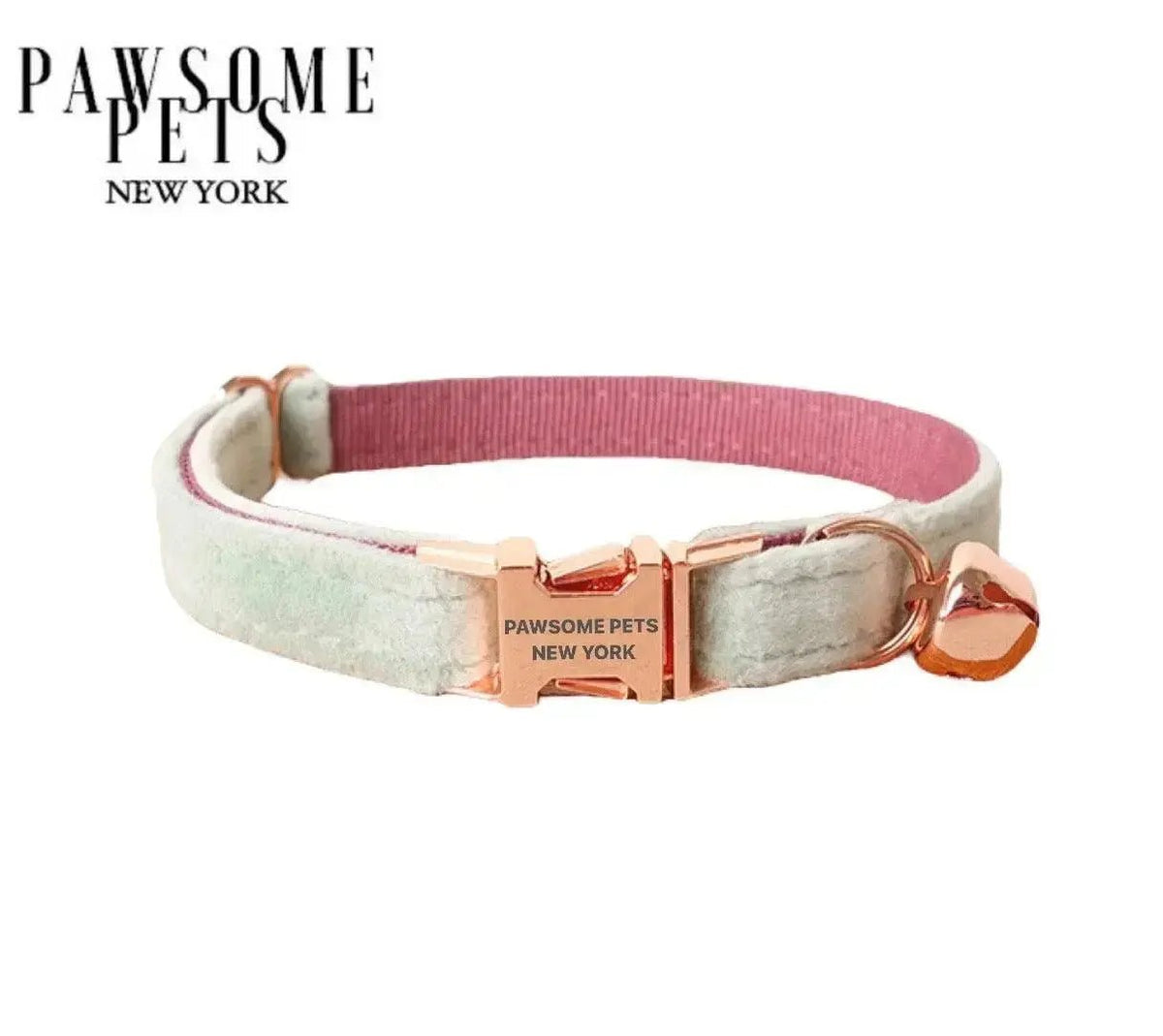 Small dog cat collar - Pea Green with Pink - Pets Collars