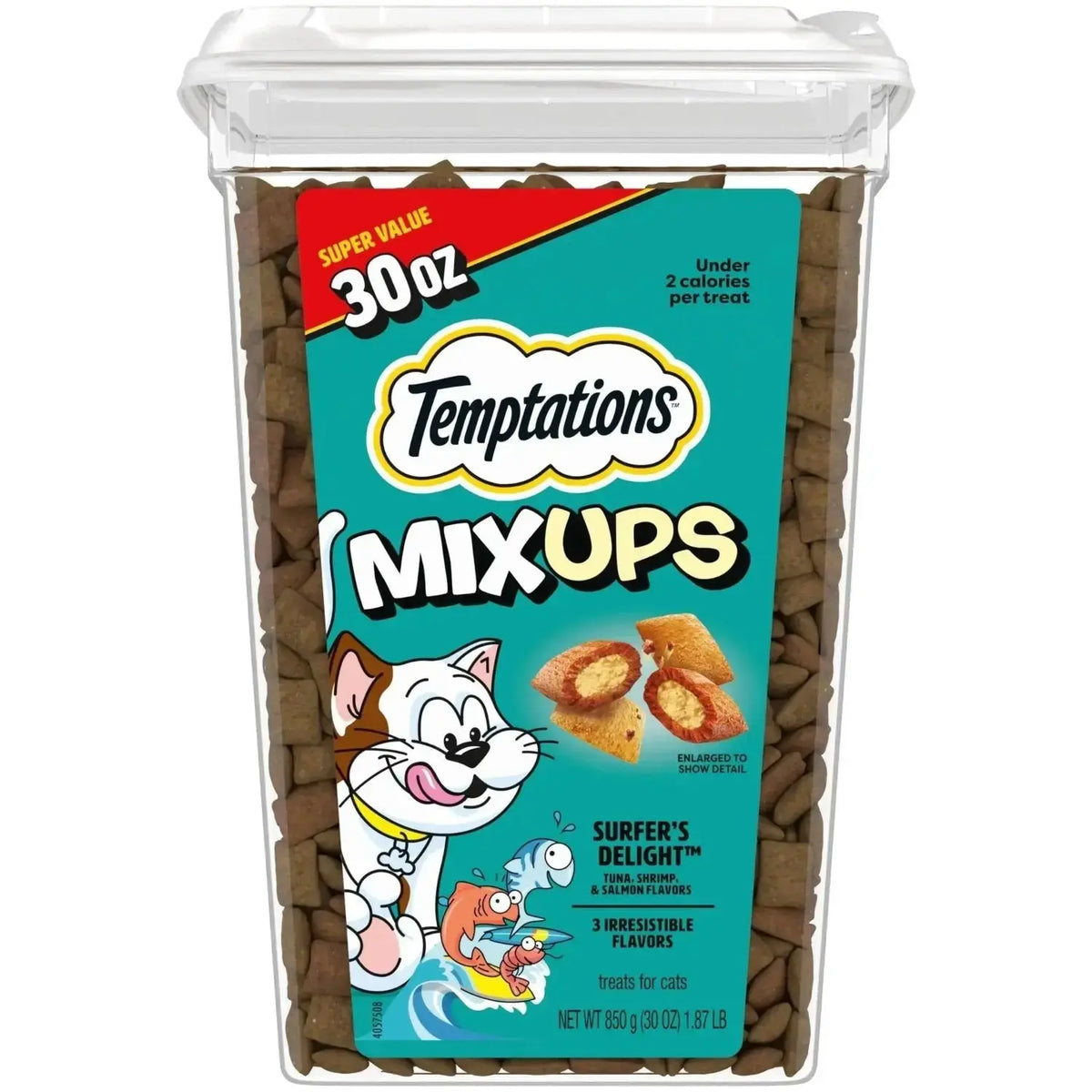 Temptations Jumbo Stuff Crunchy and Soft Cat Treats Tasty Chicken Flavor 14 oz. Tub - Tuna, Shrimp, Salmon / 1.88 Pound