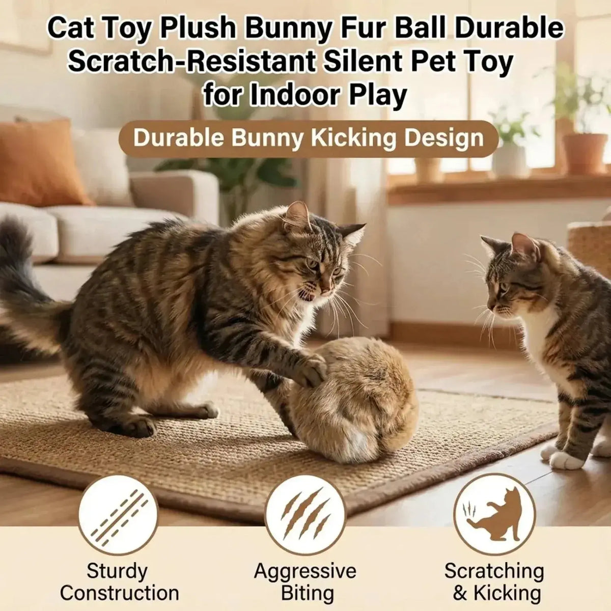 1/2/3/6pcs Rabbit Fur Ball Interactive Cat Toy Pet Product Containing Catnip Toy Ball Chasing Plush Toy Ball Cat