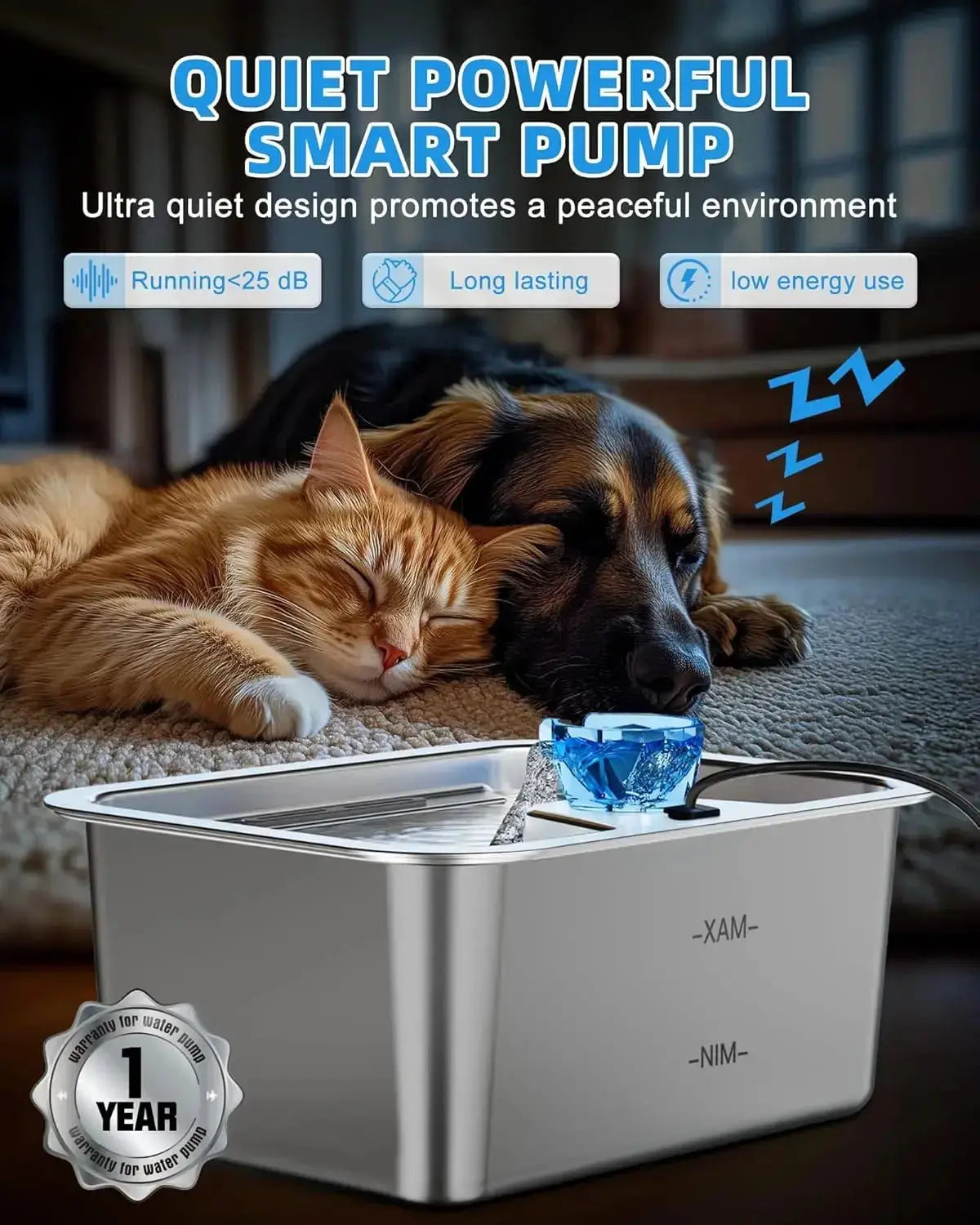 11L/3Galon Stainless Steel Pet Water Fountain with 4 Filters - n/a
