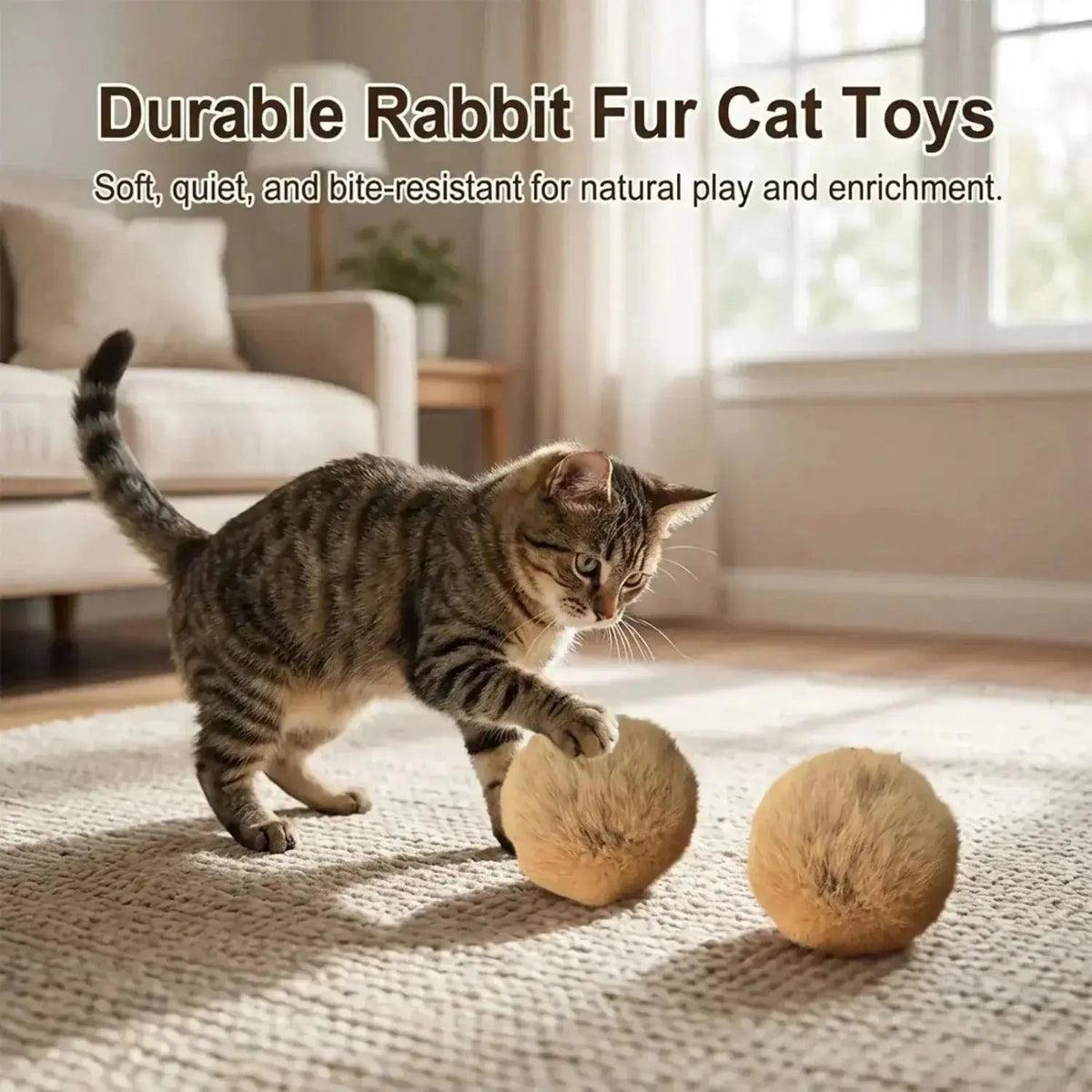 1/2/3/6pcs Rabbit Fur Ball Interactive Cat Toy Pet Product Containing Catnip Toy Ball Chasing Plush Toy Ball Cat