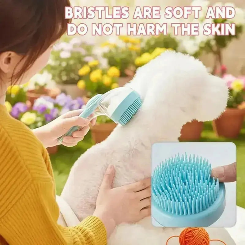 2026 Innovative 2-In-1 Pet Bath & Grooming Deshedding Brush with Integrated Shampoo Dispenser, Non-Slip Ergonomic Handle, Groomer Tools for Dogs & Cats, Massage Boosts Flow, Home Bath Time Use