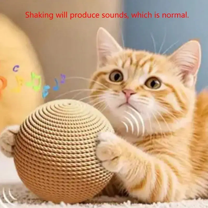 Large Jute Cat Ball Toy for Self-Entertainment and Interactive Play
