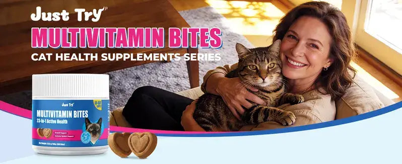 JUST TRY Cat Multivitamin Bites, 23-in-1 Chicken Flavor, 300 Bites, 6.35 OZ #Sohochic