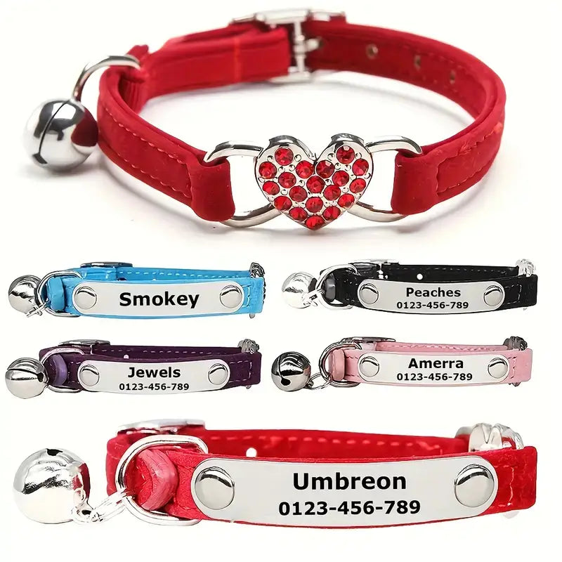 Personalized cat collar with custom engraved ID tag