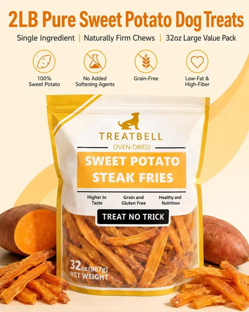 2LB Sweet Potato Dog Treats, Natural Single Ingredient Chews, 32oz