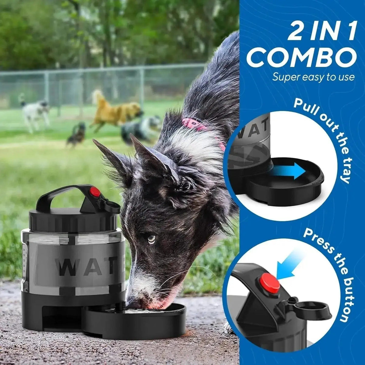 56oz Dog Travel Water Bottle with Portable Large Water Bowl Dispenser - Pet Water Bottle