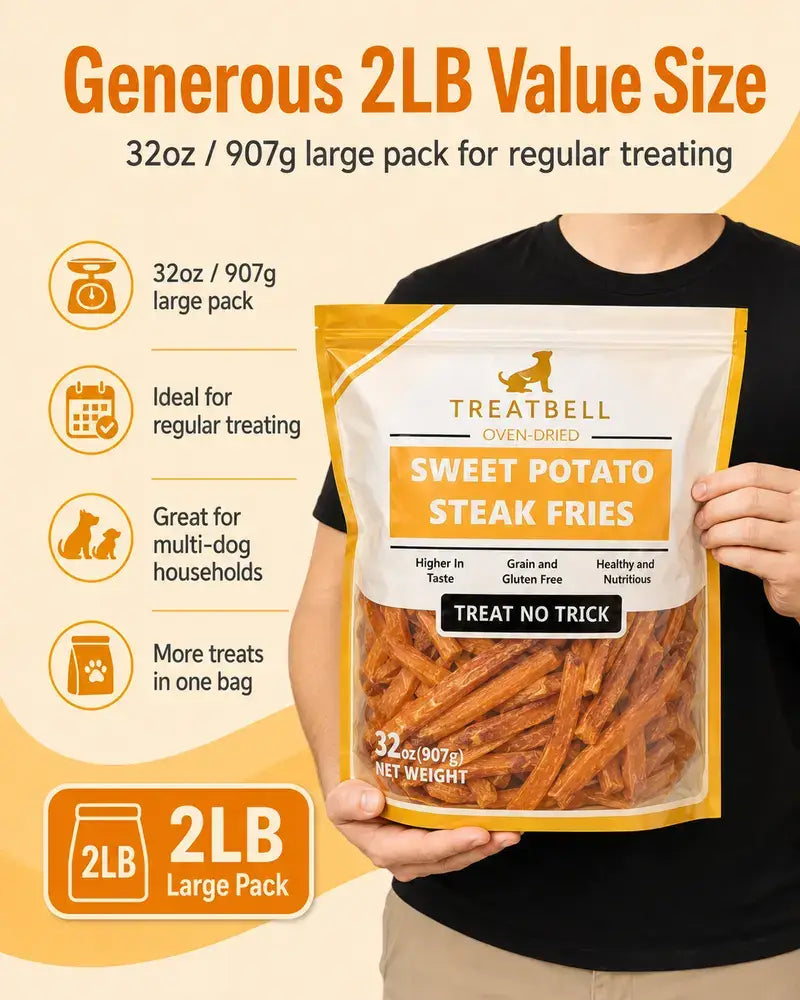2LB Sweet Potato Dog Treats, Natural Single Ingredient Chews, 32oz