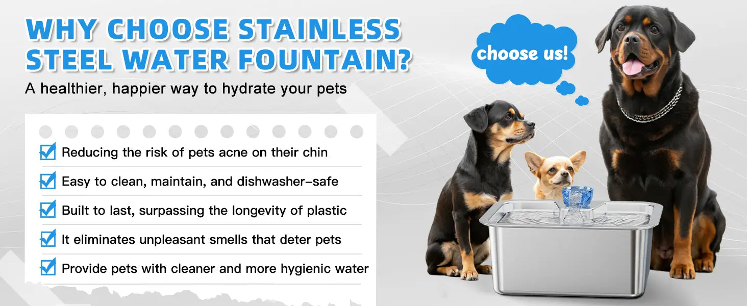 11L/3Galon Stainless Steel Pet Water Fountain with 4 Filters