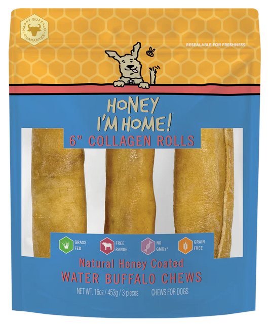 Honey Dog Buffalo Collagen Rolls 6" (3pk)