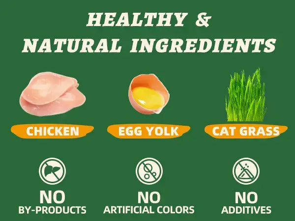 Wellix Dog & Cat Freeze-Dried Food Topper, Cat Grass, Chicken & Egg Yolk, Hairball Support, 7.5 OZ #Sohochic