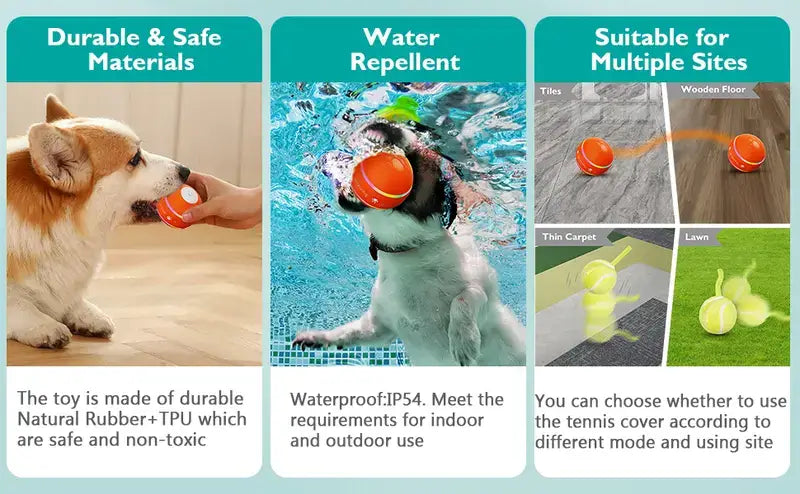 Interactive Dog Ball, Upgraded Motion-Activated Automatic Rolling Toy, USB Rechargeable