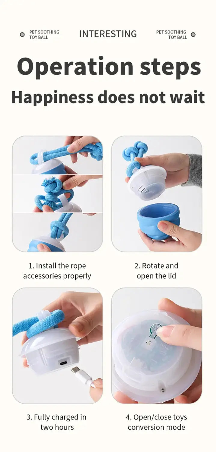 Interactive Dog Toy Ball with Motion Activation and Squeaker, for Small Dogs and Cats (2.95 × 2.95 × 4.33 in)