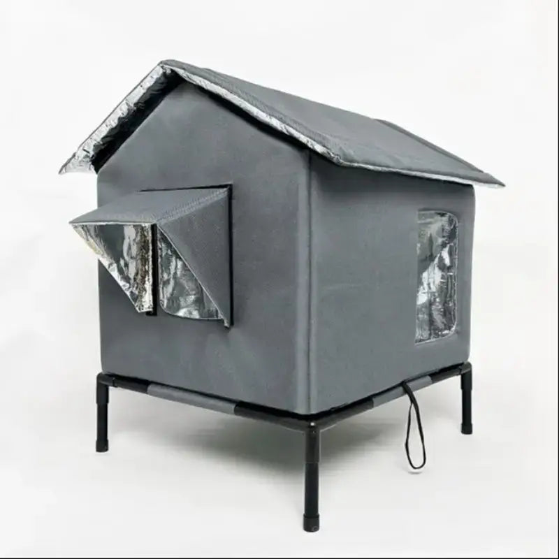 Insulated Outdoor Cat House for Feral Cats, Waterproof Shelter with Sloped Roof & Transparent Window