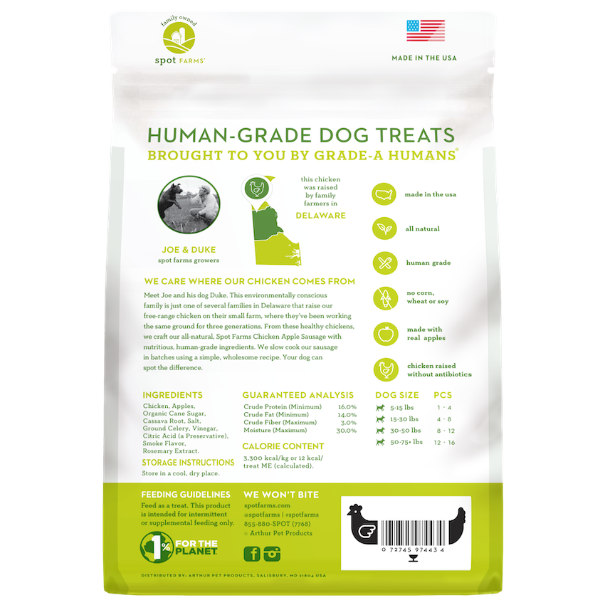 Spot Farms Dog Treats Sausage Chicken & Apple (12.5oz)