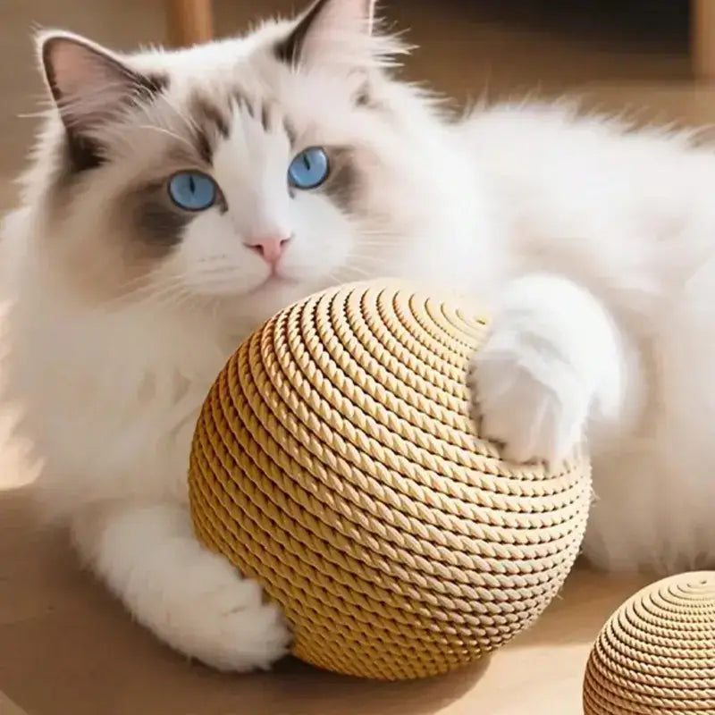 Large Jute Cat Ball Toy for Self-Entertainment and Interactive Play