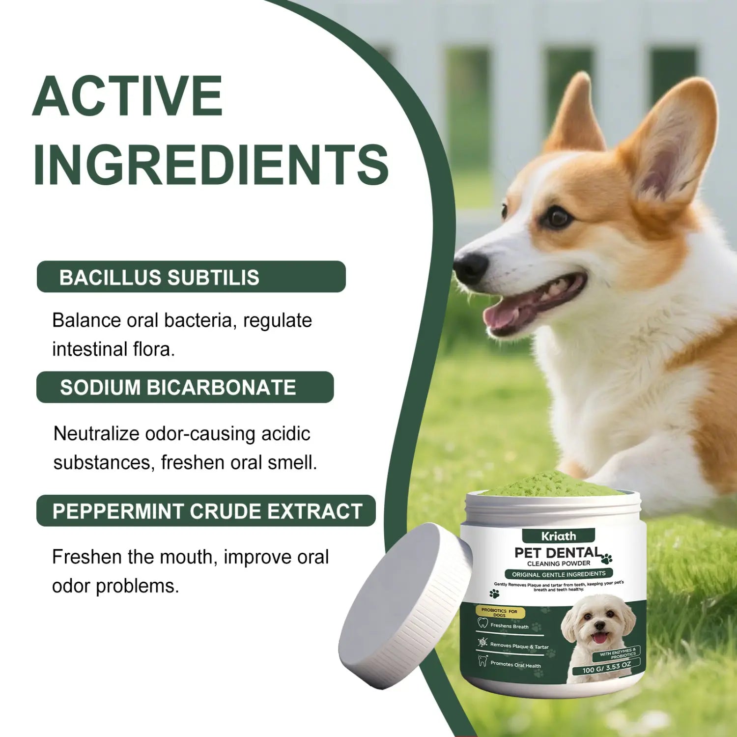 Natural Pet Dental Powder Cat Dog Breath Freshener Oral Health Care Clean Teeth Plaque Defense Enzyme Formula Pet