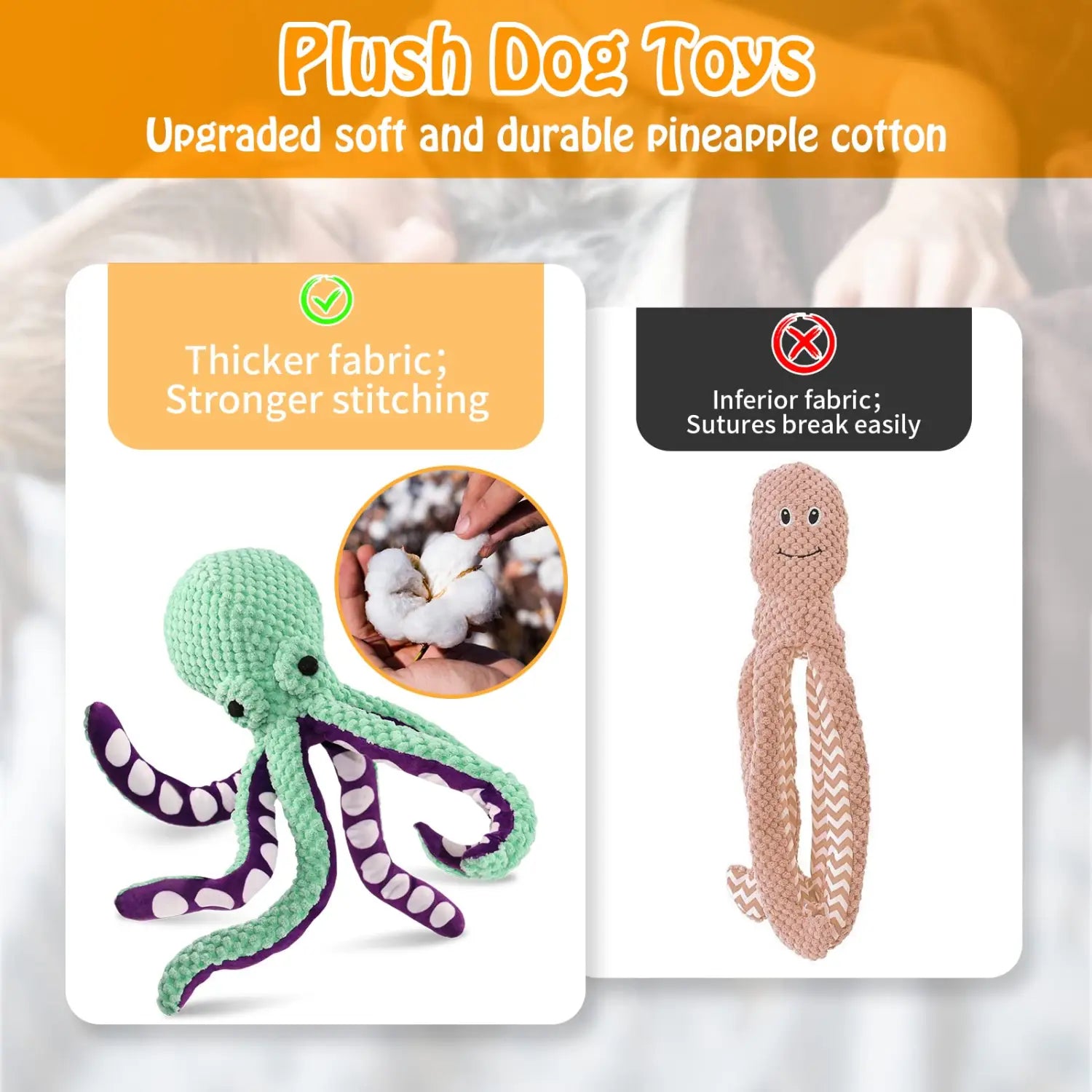 Pet Octopus Dog Toy,Indestructible Dog Toys for Aggressive Chewers,Squeaky Interactive Dogs Anxiety Toy for Small