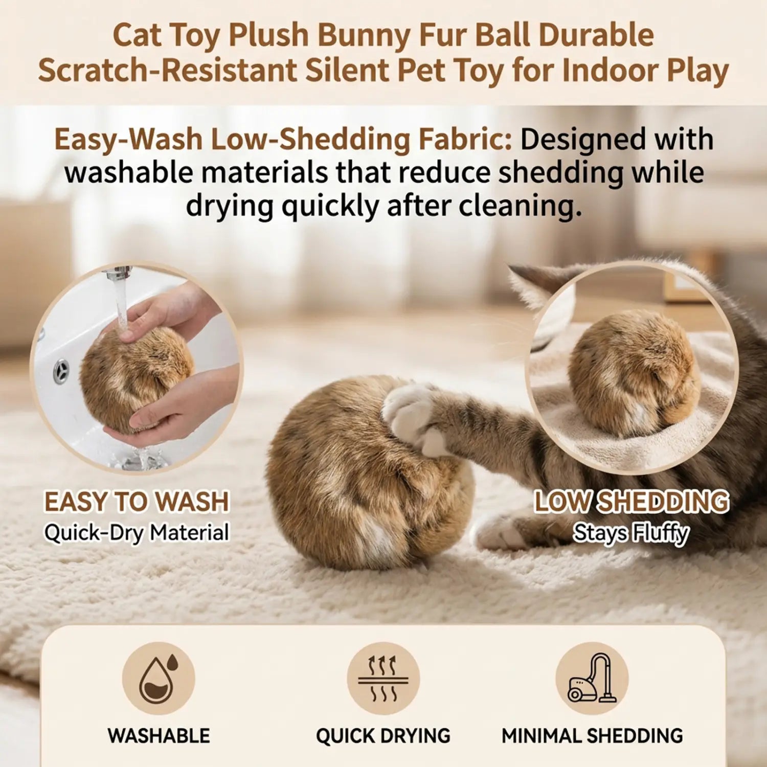 1/2/3/6pcs Rabbit Fur Ball Interactive Cat Toy Pet Product Containing Catnip Toy Ball Chasing Plush Toy Ball Cat