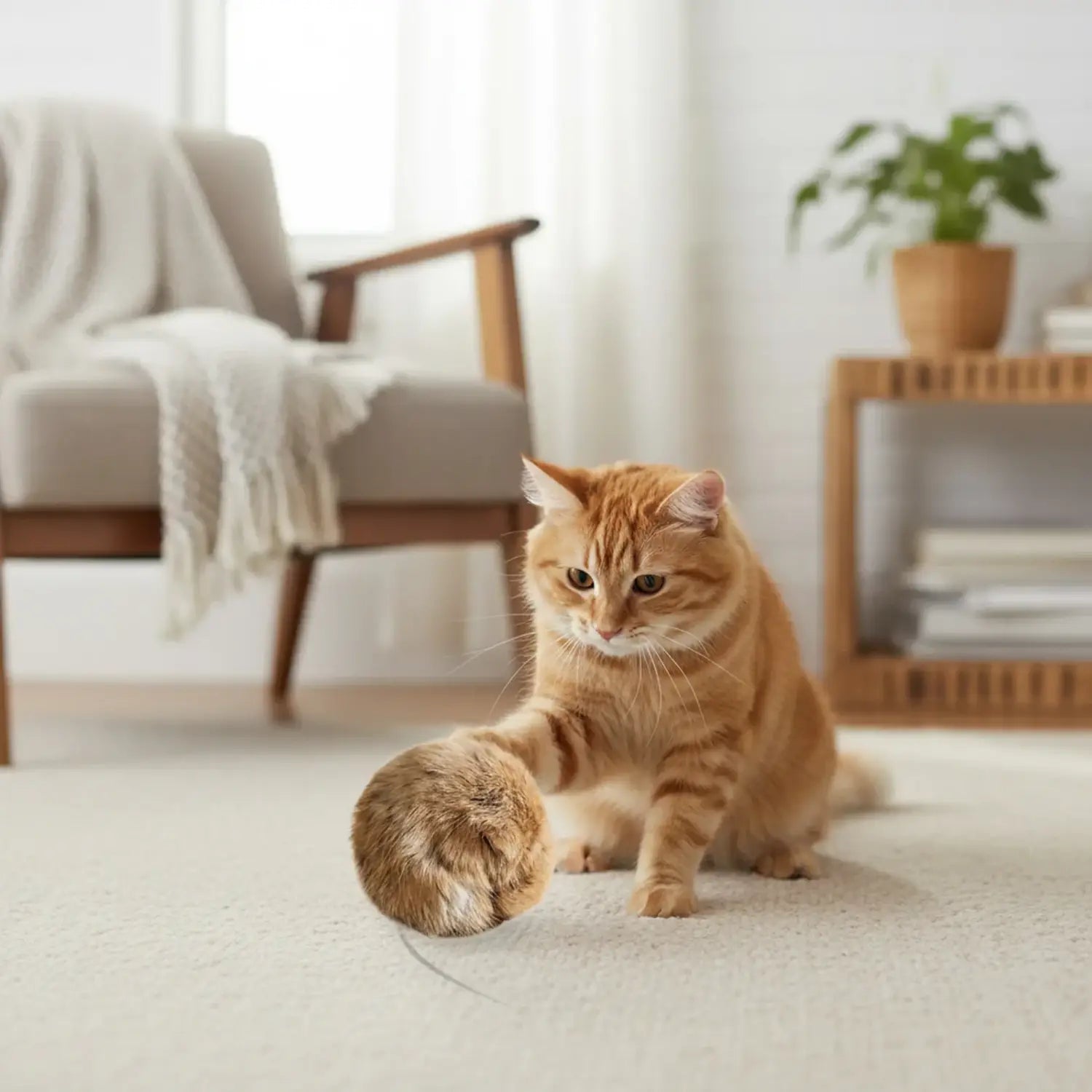 Durable Rabbit Fur Cat Toy for Instinctive Hunting Play