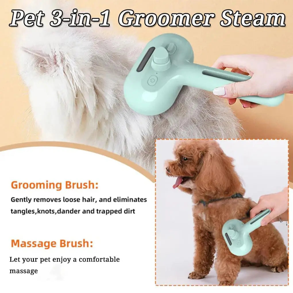 Steam Pet Grooming Brush for Silky, Shed-Free Coats