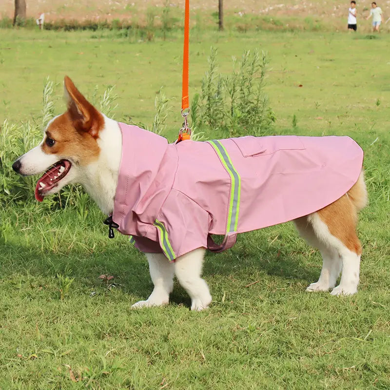 Waterproof Reflective Dog Raincoat with Hood for Easy Walks