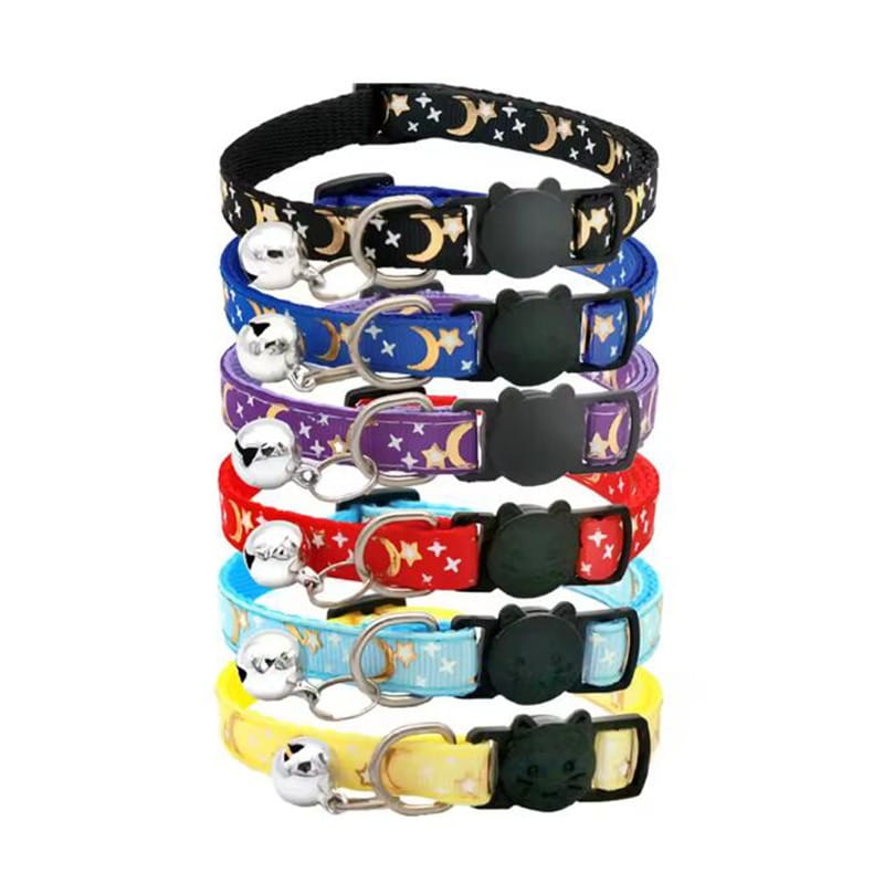 Pet Collar With Bell Cartoon Footprint Colorful Dog Puppy Kitten Collar Adjustable Safety Bell Ring Necklace Pet