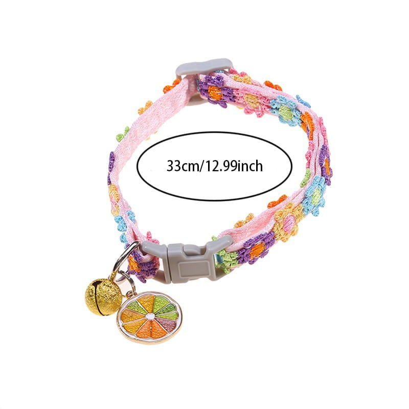 Pet Collar With Bell Cartoon Footprint Colorful Dog Puppy Kitten Collar Adjustable Safety Bell Ring Necklace Pet