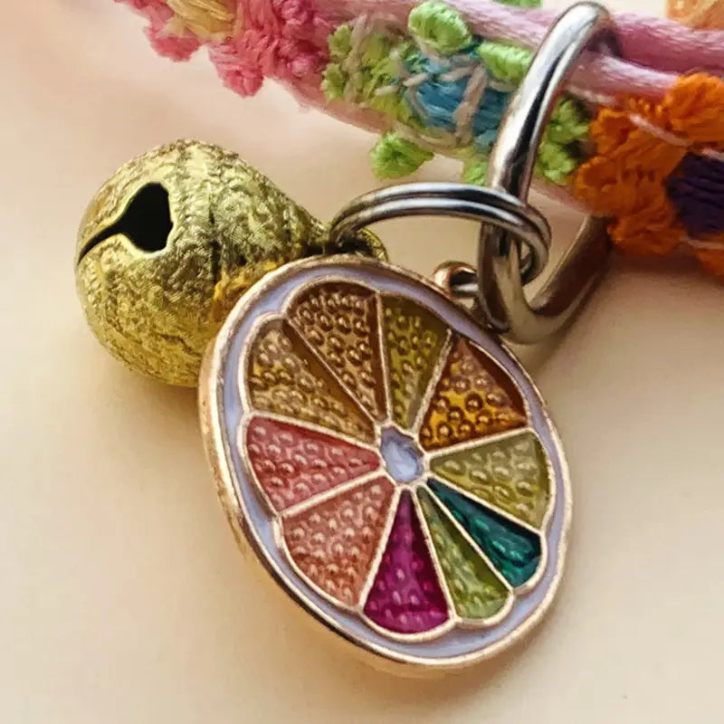 Pet Collar With Bell Cartoon Footprint Colorful Dog Puppy Kitten Collar Adjustable Safety Bell Ring Necklace Pet