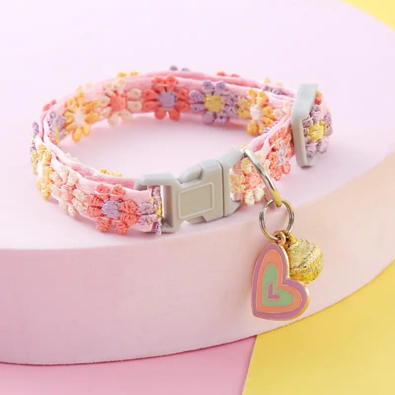 Pet Collar With Bell Cartoon Footprint Colorful Dog Puppy Kitten Collar Adjustable Safety Bell Ring Necklace Pet