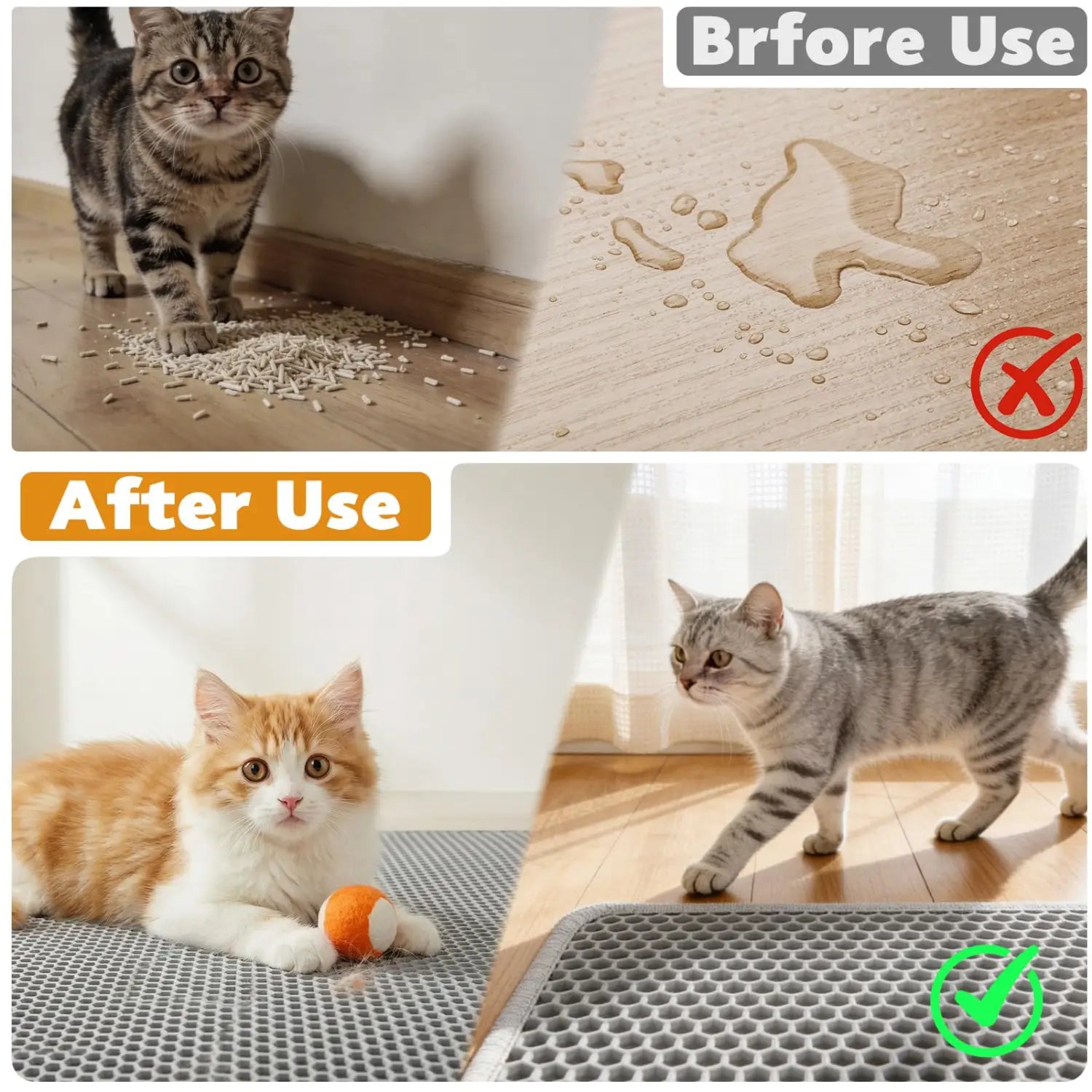 Cat Litter Mat Traps Messy Granules and Helps Protect Floors