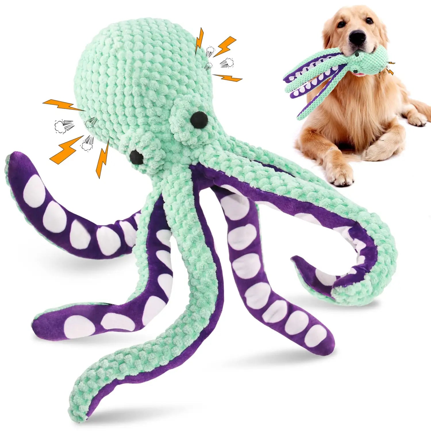 Pet Octopus Dog Toy,Indestructible Dog Toys for Aggressive Chewers,Squeaky Interactive Dogs Anxiety Toy for Small