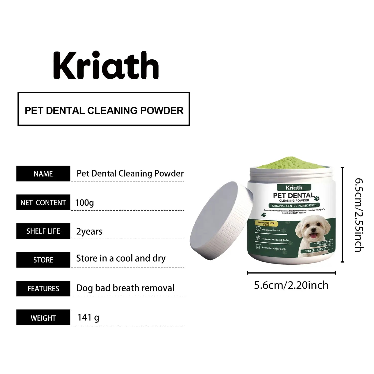 Natural Pet Dental Powder Cat Dog Breath Freshener Oral Health Care Clean Teeth Plaque Defense Enzyme Formula Pet