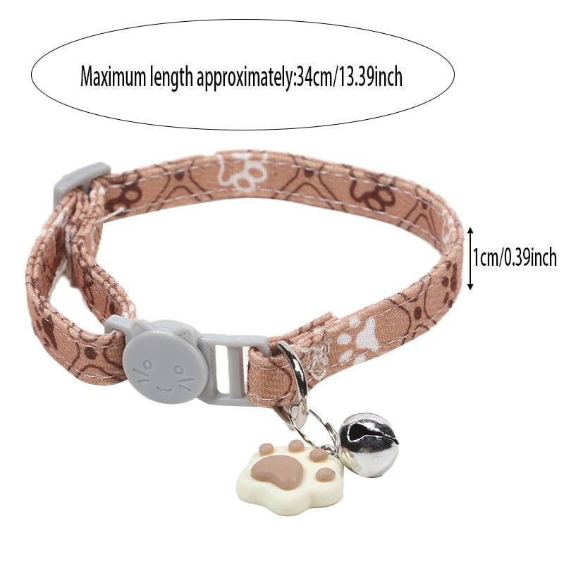 Pet Collar With Bell Cartoon Footprint Colorful Dog Puppy Kitten Collar Adjustable Safety Bell Ring Necklace Pet