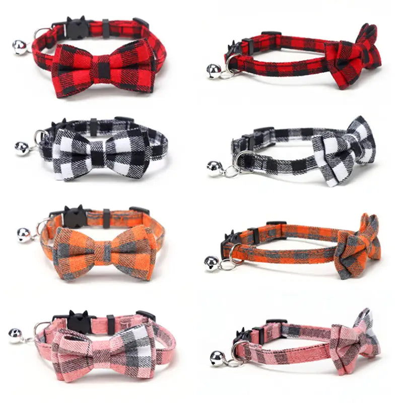 Adjustable Breakaway Cat Collar with Bow and Safety Bell