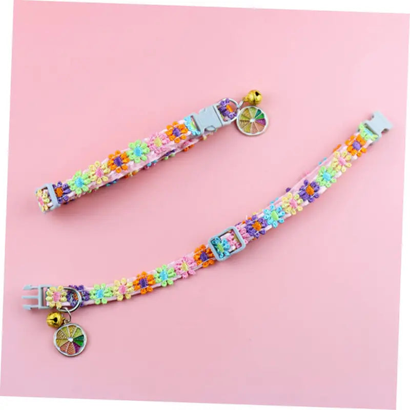 Pet Collar With Bell Cartoon Footprint Colorful Dog Puppy Kitten Collar Adjustable Safety Bell Ring Necklace Pet