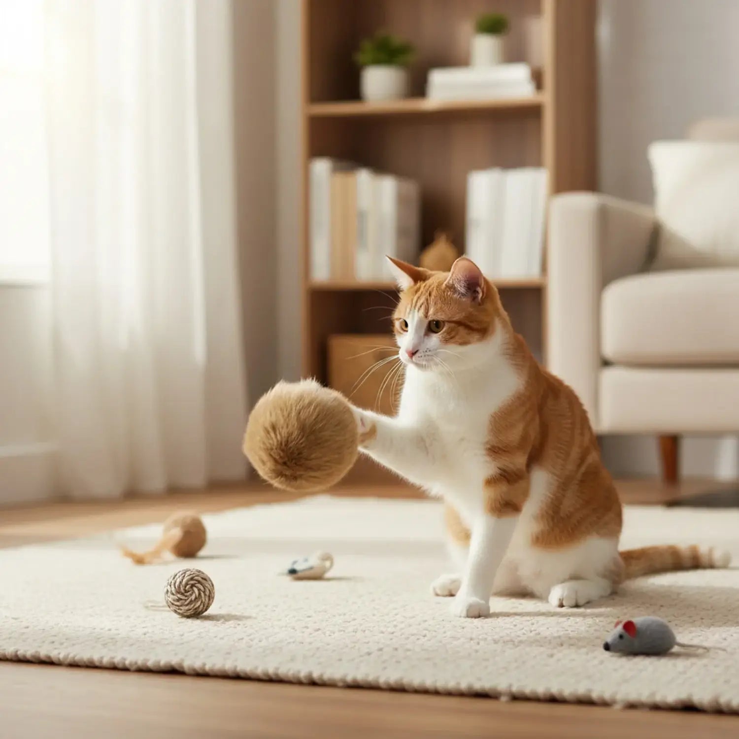 Durable Rabbit Fur Cat Toy for Instinctive Hunting Play