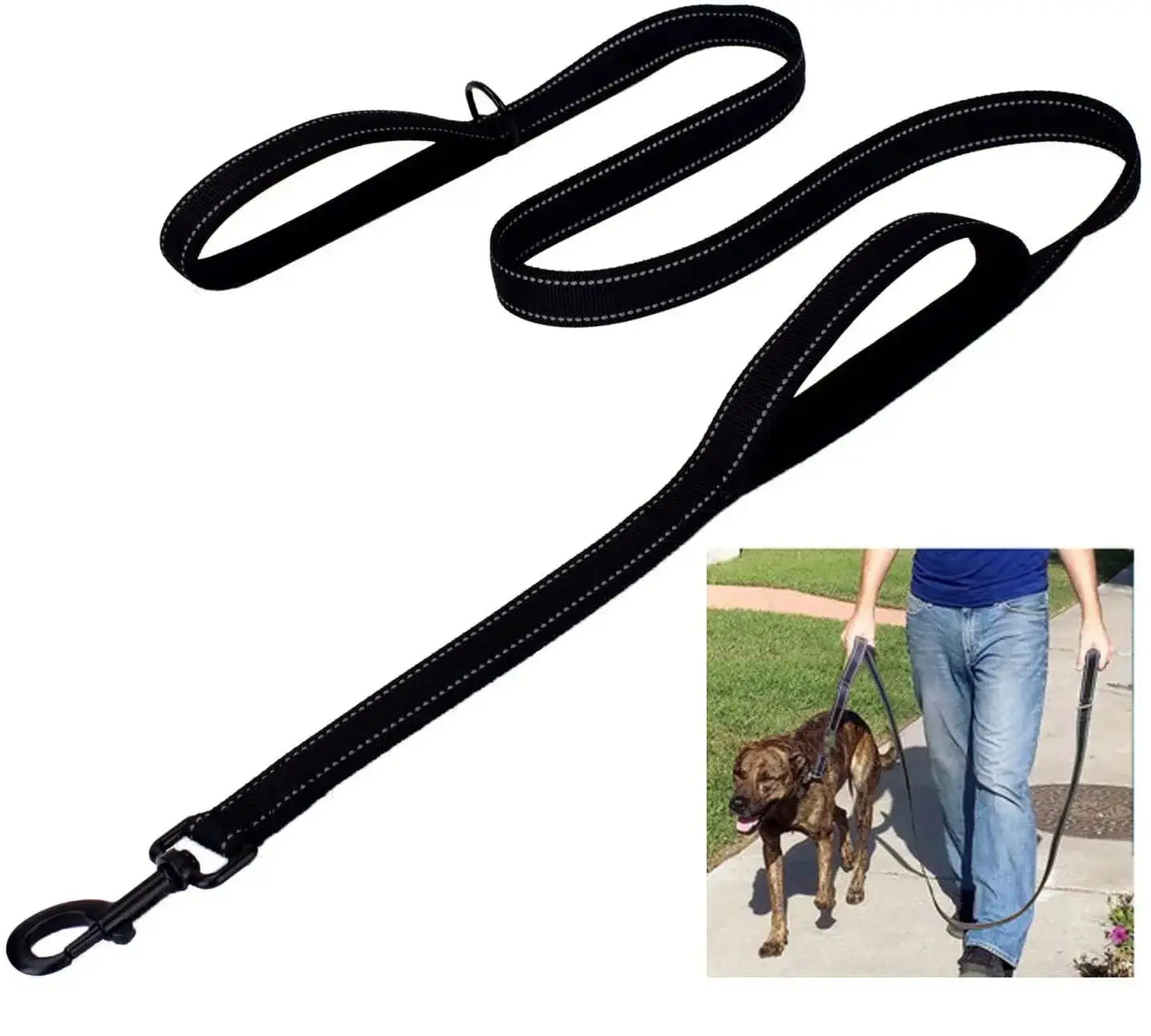Dual Handle Dog Leash for Total Control and Safety
