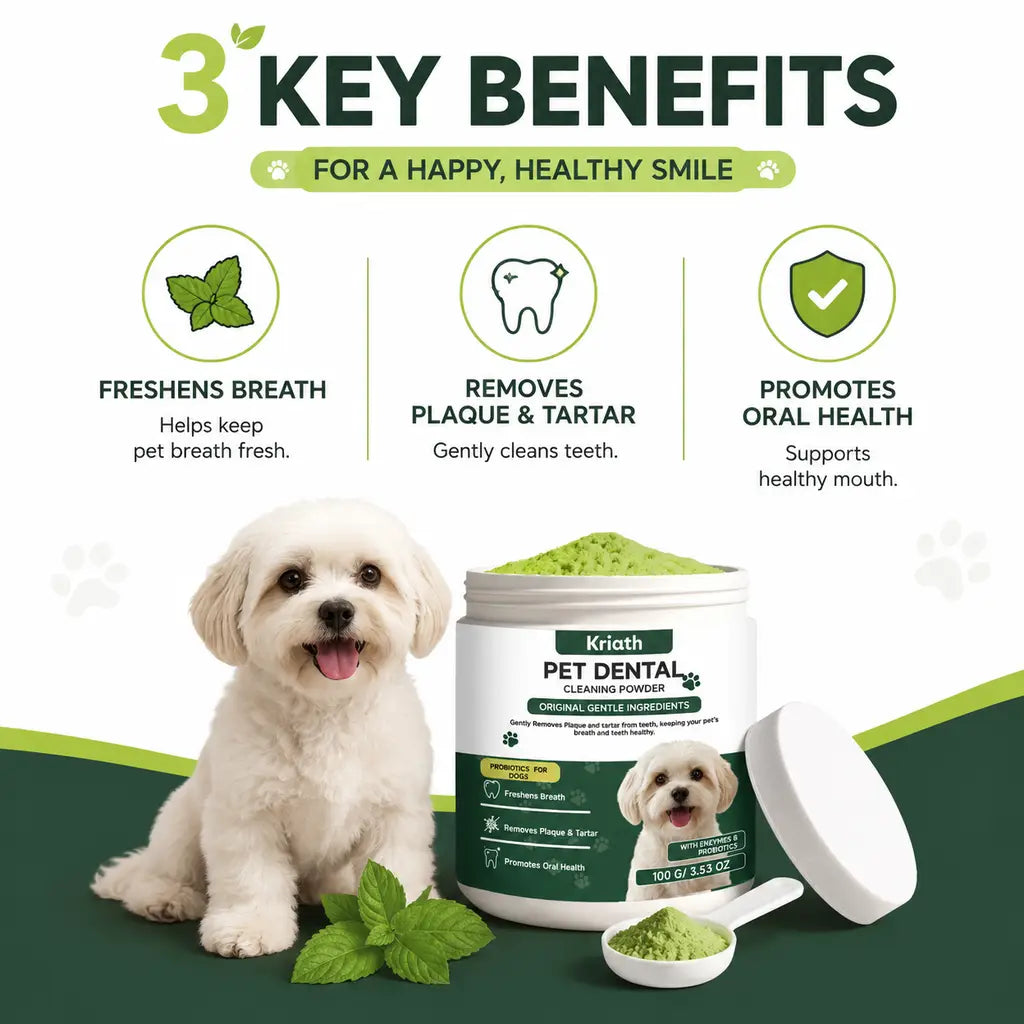Natural Pet Dental Powder Cat Dog Breath Freshener Oral Health Care Clean Teeth Plaque Defense Enzyme Formula Pet