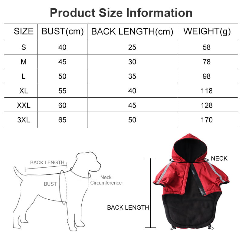 Reflective Waterproof Dog Jacket with Hood