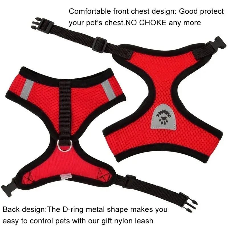 Reflective Pet Harness Vest and Leash Set for Safety