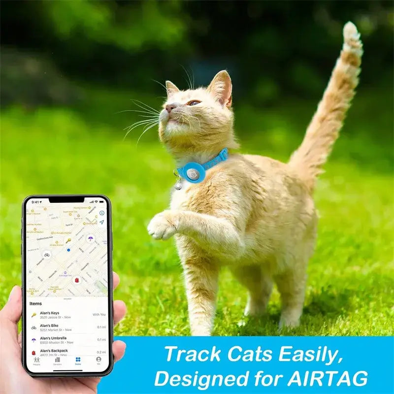 Cat Collar with AirTag Holder and Reflective Safety Buckle