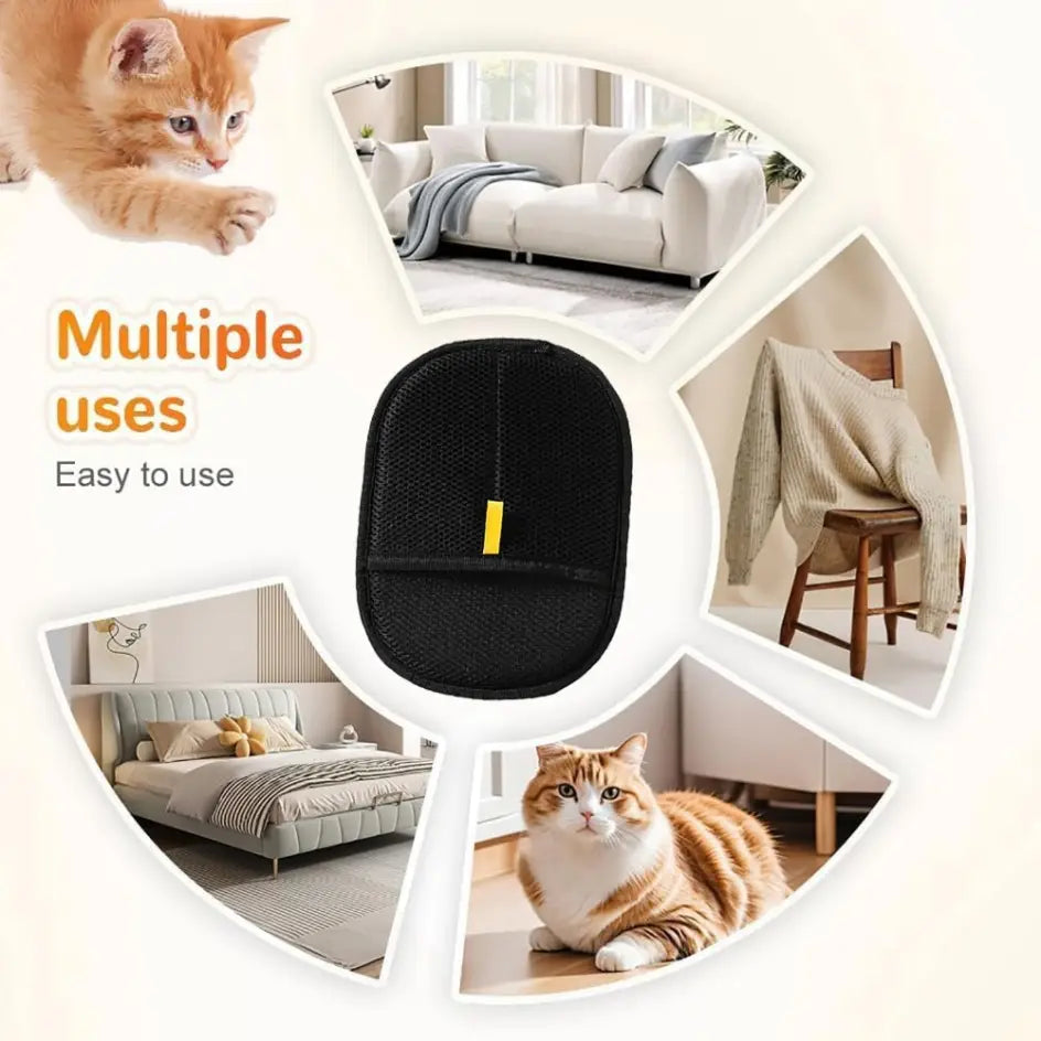 Pet Hair Removal Tool Reusable Static Removal Gloves Double-Sided Grooming Gloves for Pets Removes Pet Fur Hair